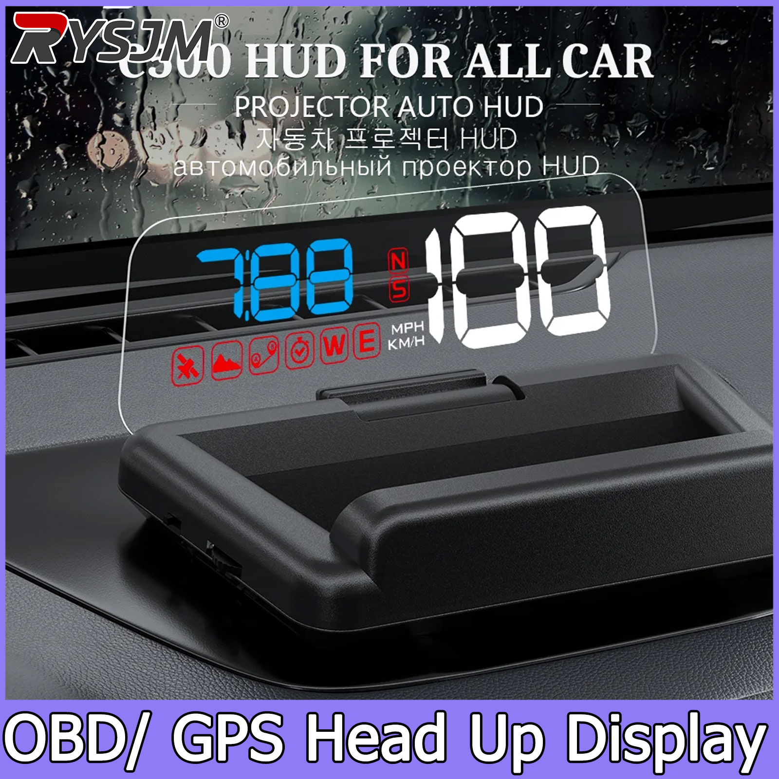 Anemometer Wind Speed - C500/T900, OBD/GPS HUD 자동차 헤드업 디스플레이