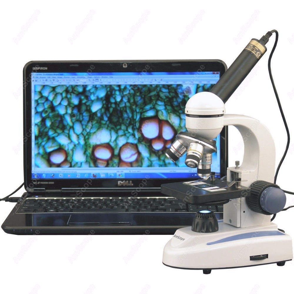 Amscope Microscope Compound 40X-1000X - AmScope 무선 단안 복합 현미경 40X-1000X