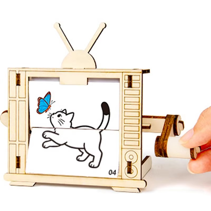 DIY 나무 TV 모양 수동 애니메이션 기계 STEM  - Science Hobbyist 리뷰 및 가격